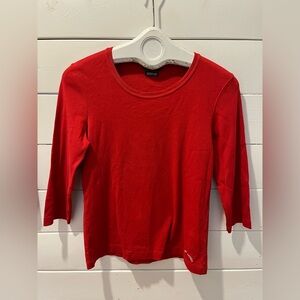 Red Cotton 3/4 Sleeve Top – Saint James – ⚠️Estimated Size XS
